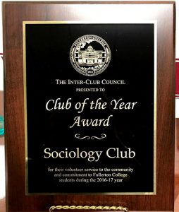 Sociology Club – 2016-17 Club of the Year Award 
